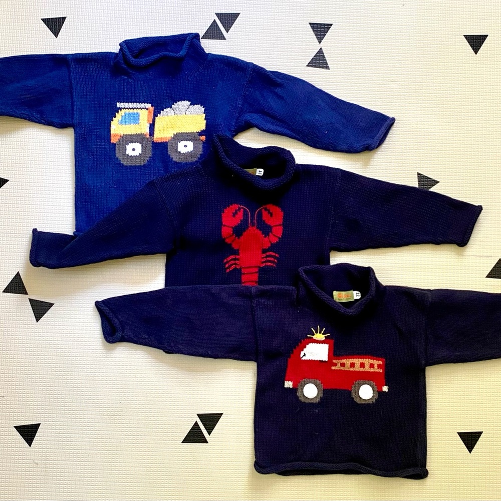 Kids Navy Blue Sweater Set with Fun Designs